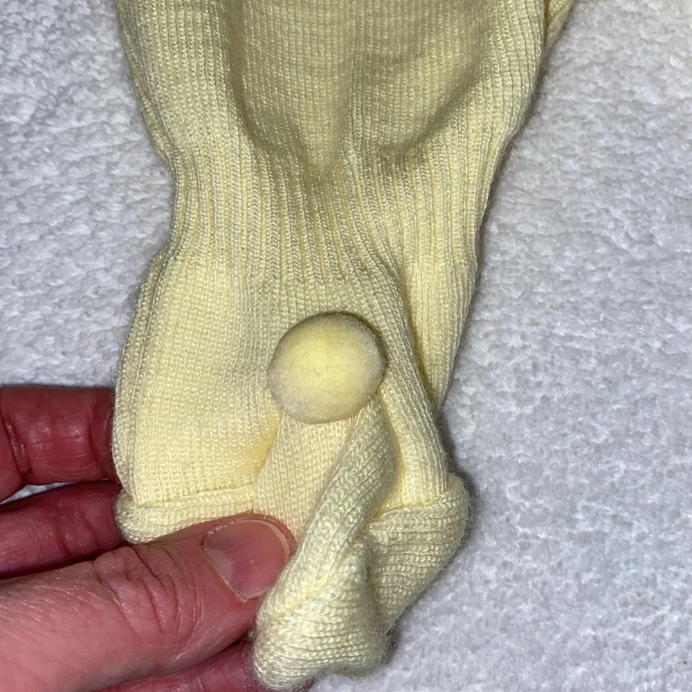 Vintage friemanit knit Yellow Kids sheep One Piece footed unisex play suit 6m - Picture 5 of 9